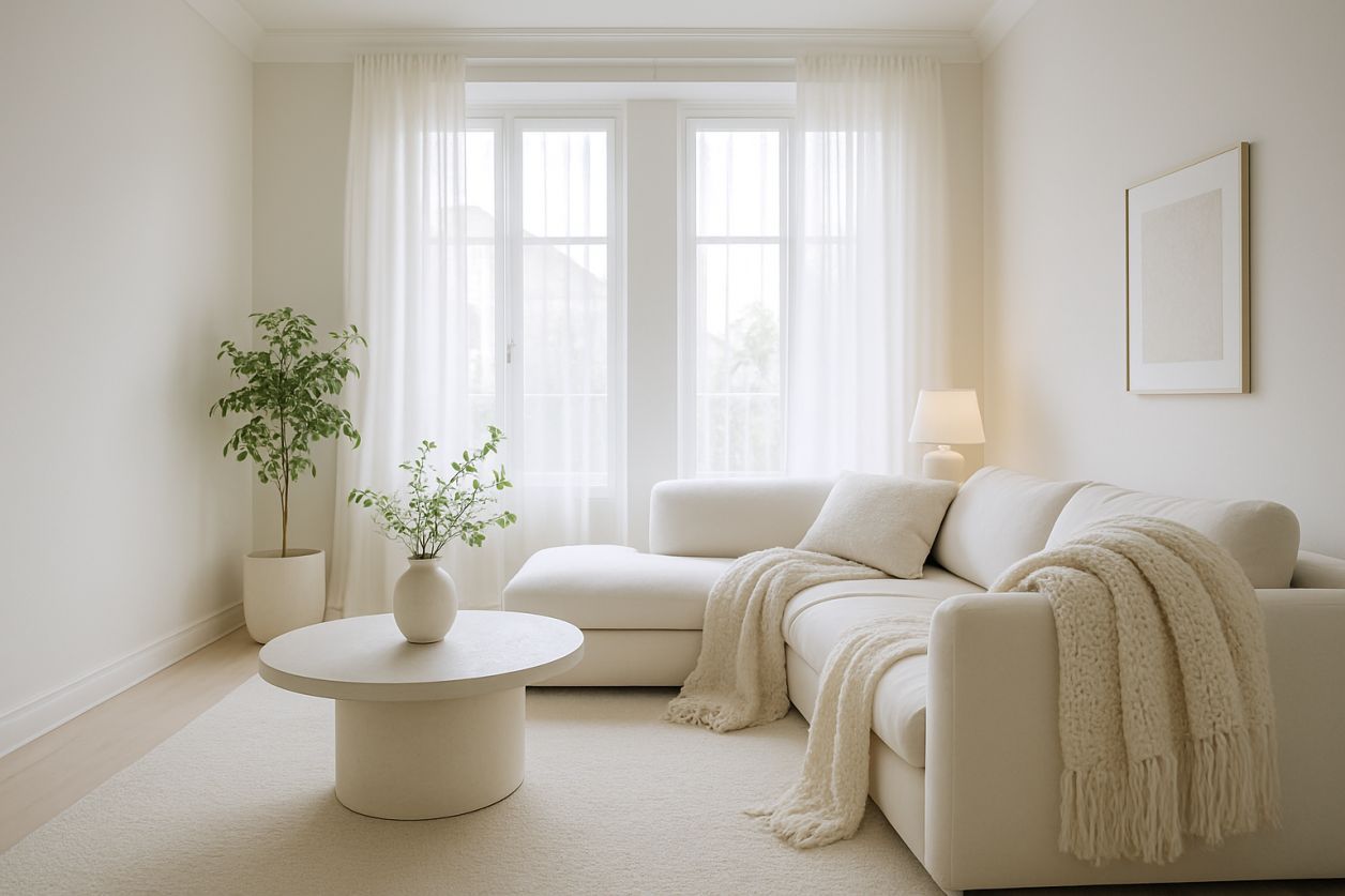 Idées déco pour un salon tout blanc chic